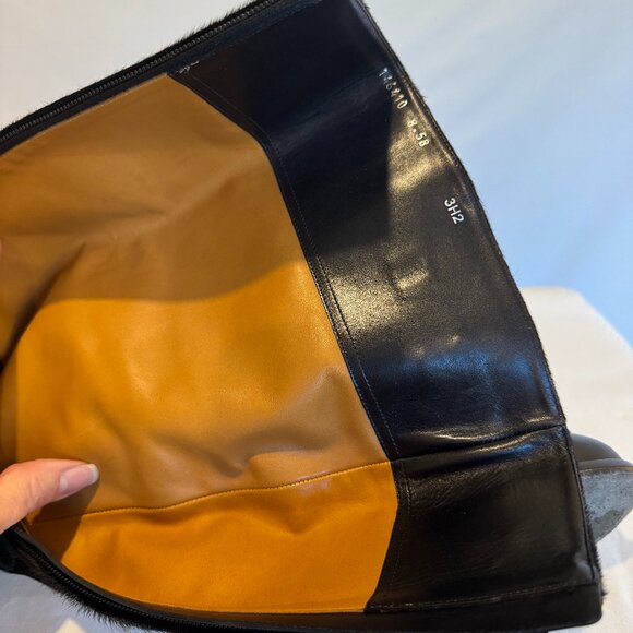 RALPH LAUREN BLACK LEATHER & PONY STACKED HEEL BOOT SIZE: 8-1/2B - Picture 13 of 13